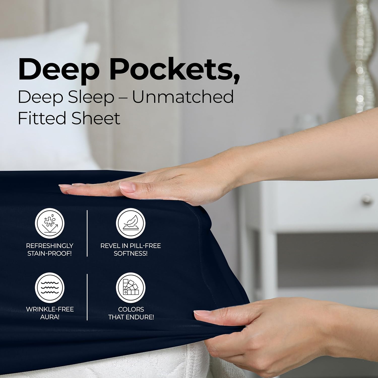 Utopia Bedding King Fitted Sheet - Soft Microfiber - Deep Pocket - Navy - Easy Care & Fade Resistant
