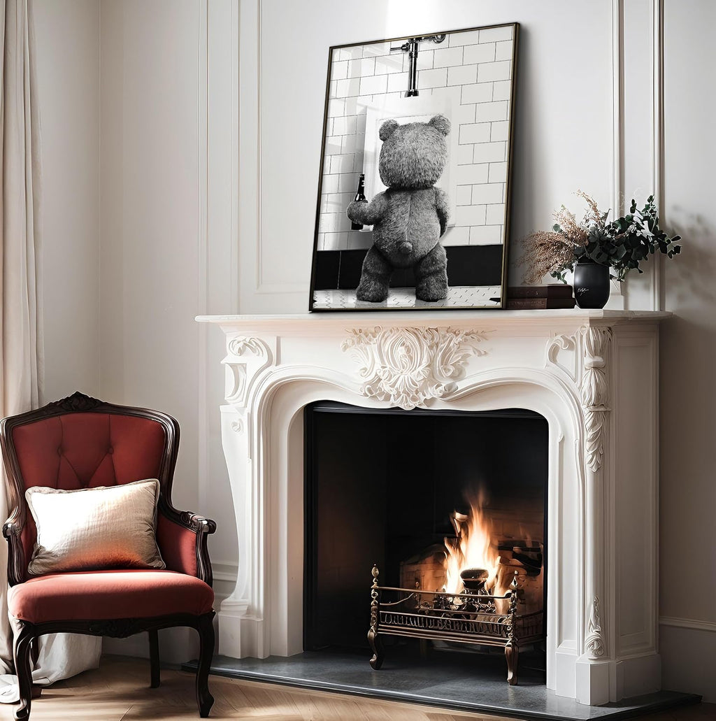 Poster Master Funny Teddy Bear Print - Humorous Wall Art for Bathroom & Nursery - 8x10 Unframed