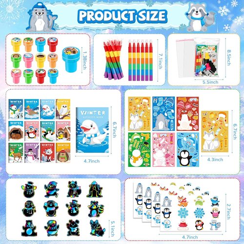 BenLouis Winter Party Favors Set - Holiday-Themed Coloring Books for Kids | 12-Pack Classroom Gift Prizes