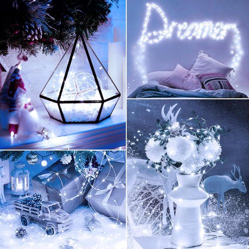 Minetom 6 Pack Fairy Lights - 7ft 20 LED Waterproof Silver Wire String Lights for DIY Crafts & Wedding Décor
