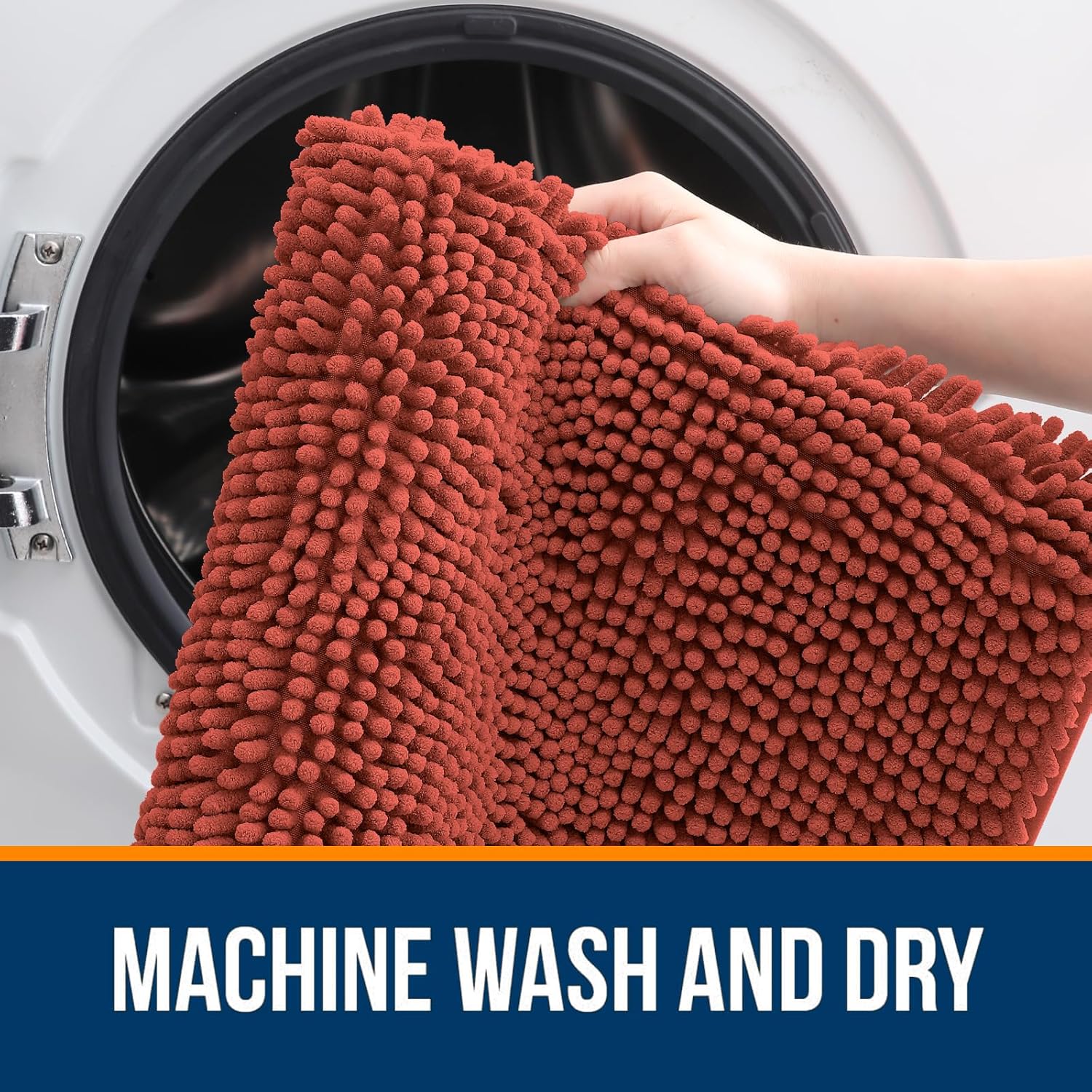 OLANLY Bathroom Rugs - Extra Soft Chenille Bath Mats | Quick Dry, Machine Washable, 30x20, Rustic Terracotta