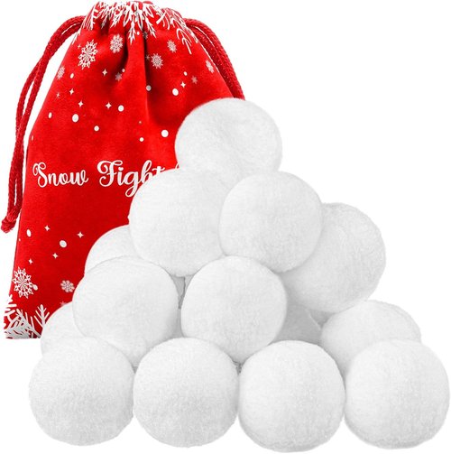 Cooraby 15-Piece Artificial Snowball Set - 2.6 Inch Realistic Snowballs for Indoor Winter Fun