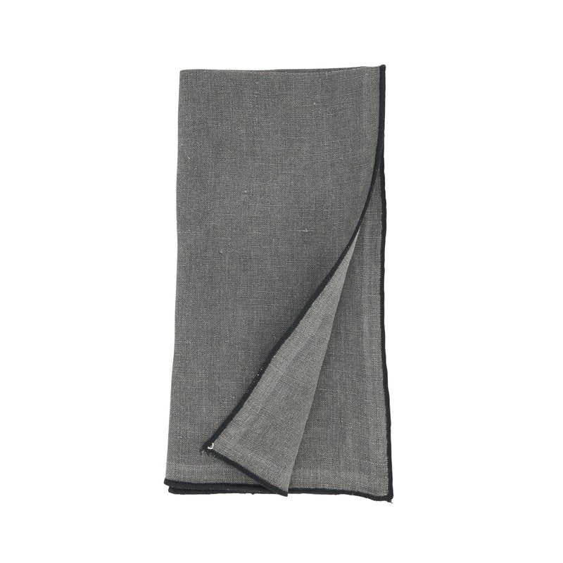 Saro Lifestyle Stonewashed Stitch Border Table Napkins (Set of 4), Slate, 20"