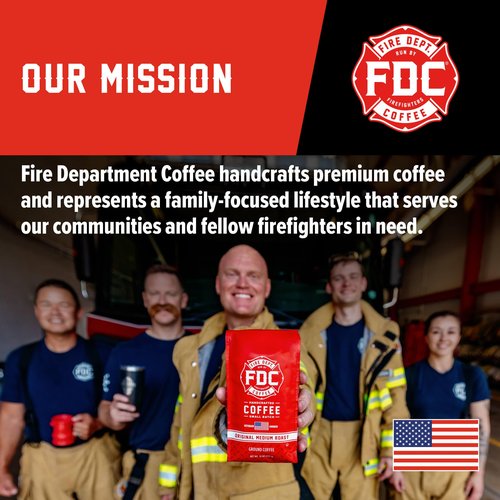 Fire Department Coffee - Gives Back to Firefighters - Donut Shop Coffee Beans - Sweet & Smooth - Medium Roast - Roasted in the USA - Veteran Owned (12 oz, Pack of 2)