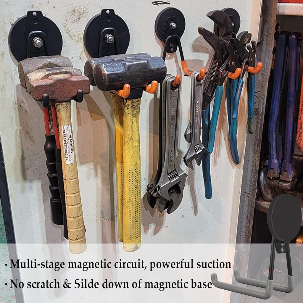 ULIBERMAGNET Magnetic Garage Hook - Heavy Duty Tool Organizer for Workshop | 2 Pack, Gray