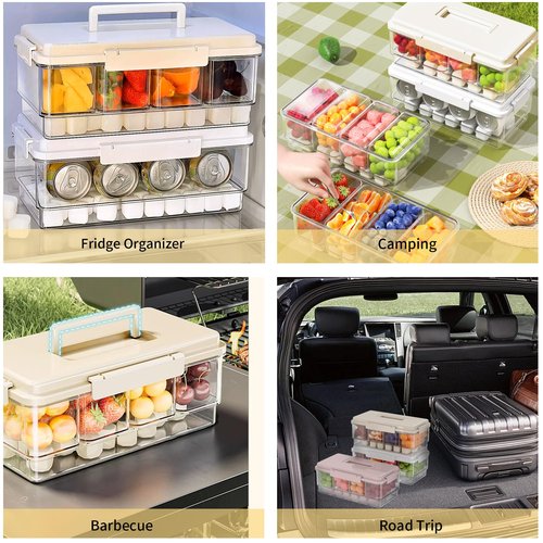 MineSign 3Pack Ice Chilled Condiment Caddy with 4 Removable Containers Taco Ingredient Server with Lid Cooled Garnish Caddy Tray for Taco Mimosa Bar Sauce Fruits&Veggies Mix