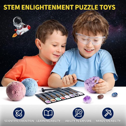 GobiDex Gemstones Dig Kit - Excavate 15 Real Gems | STEM Solar System Science Kit for Kids 6+