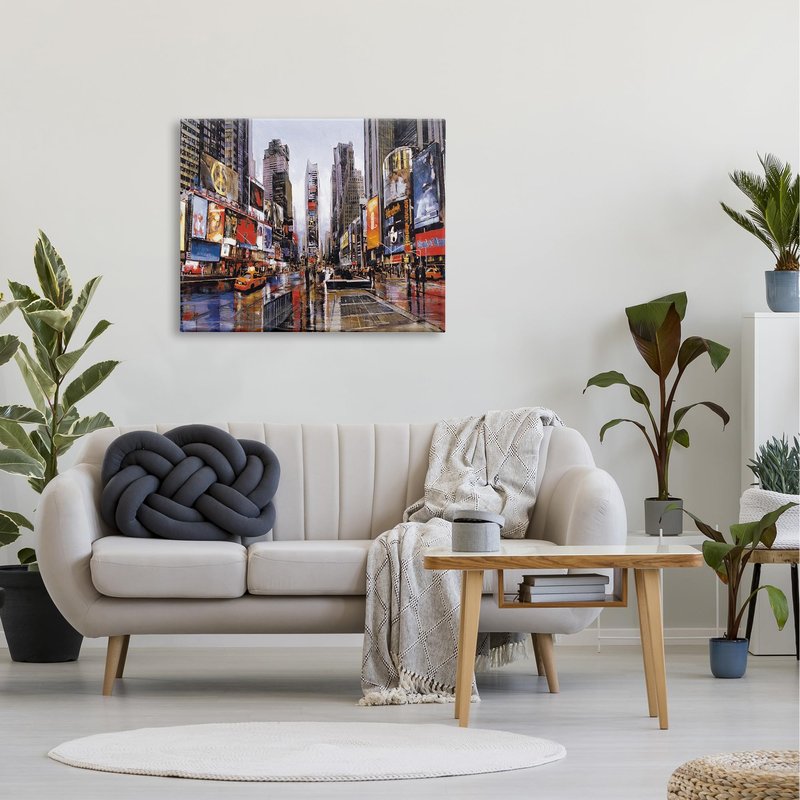 Stupell Industries 'Times Square Crowds on a Rainy Day Painting', Canvas Art, 40 x 30 Inches, Easy to Hang and Sturdy, Made in USA, by Matthew Daniels
