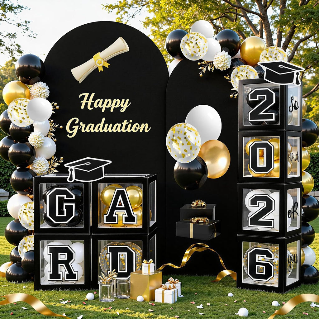 Regine Switzerland Graduation Decorations | 2026 Party Set with 129pcs Balloons & Arch Garland - Black