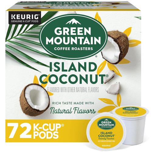 Green Mountain Coffee Roasters Island Coconut K-Cup Pods - Flavored Light Roast Coffee, 72 Count