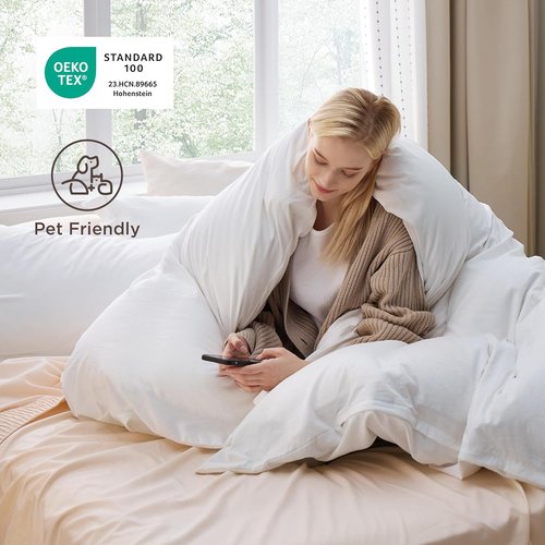 Bedsure White Oversized Queen Duvet Cover Set - Extra Soft Prewashed Cotton-Like 3-Piece Bedding, 98x98 Inches with Zipper Closure & 2 Pillow Shams