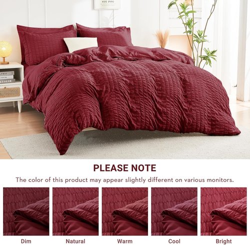 HYMOKEGE Burgundy King Size Comforter Set - 7-Piece All-Season Luxury Bedding Set with Sheets & Pillowcases
