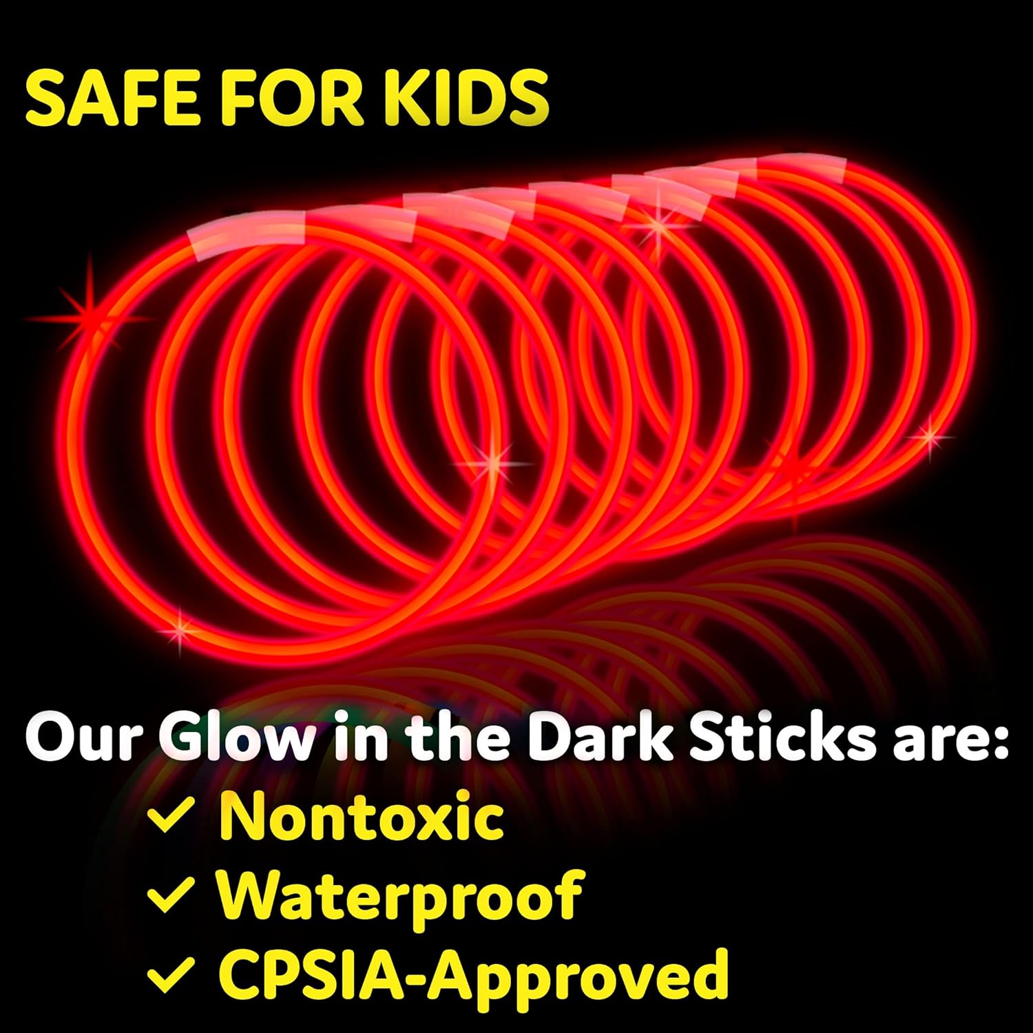 PartySticks Red Glow Sticks - 100 Pack | 8 Inch Glow in The Dark Light-Up Party Favors & Decorations