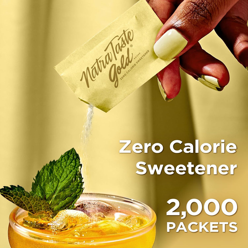 NatraTaste Gold Sucralose Sweetener Packets - 2000 Count | Gluten-Free, Vegan Sugar Substitute for Drinks & Baking
