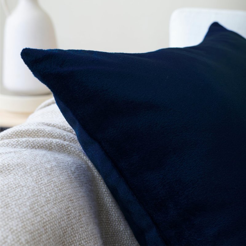 Encasa XO Velvet Throw Pillow Covers 22x22 in (55x55 cm) - Navy Blue - No Inserts, Pack of 2 Cases | Solid Plain Dyed Soft & Smooth, Square Decorative Cushion Covers for Living & Bedroom