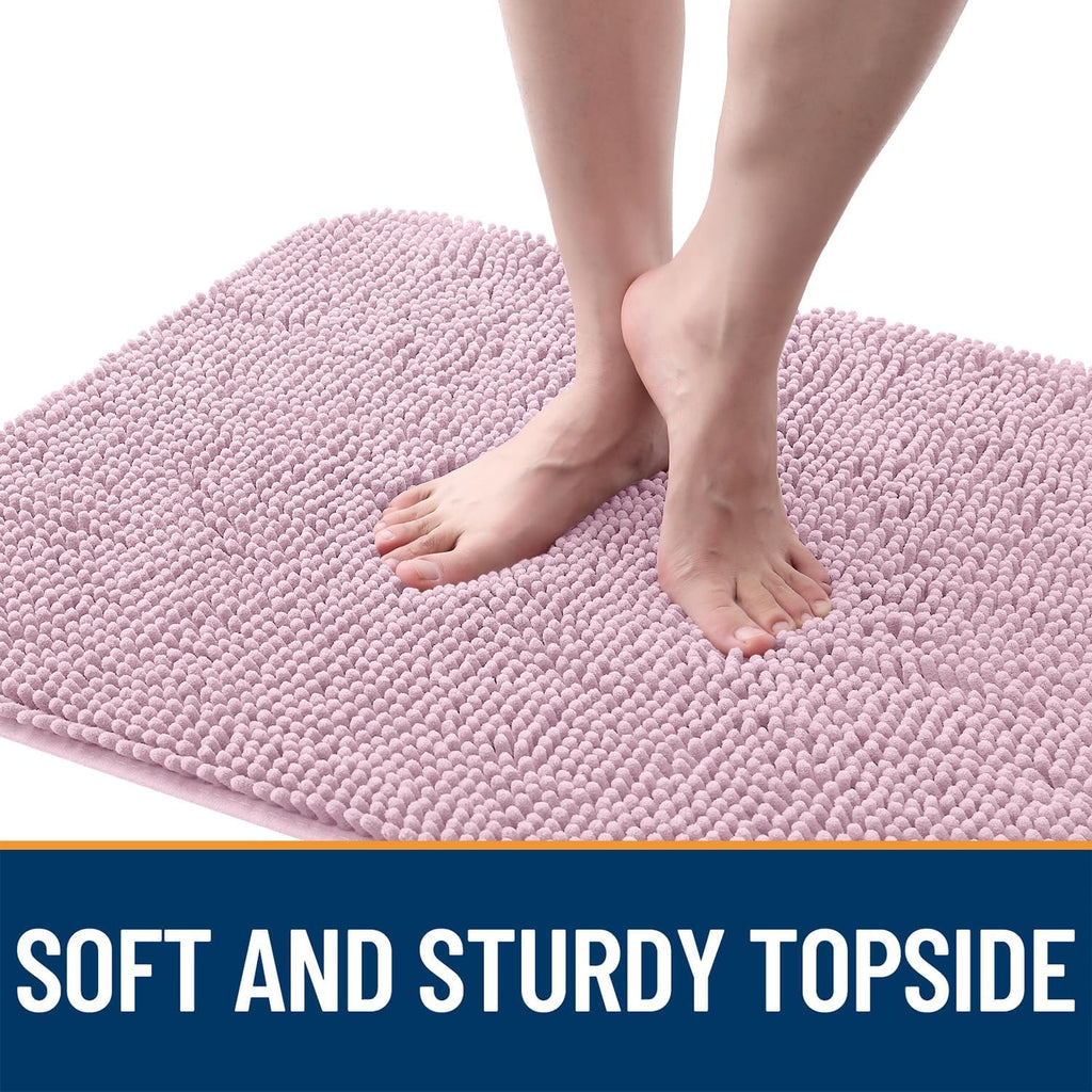 OLANLY Dog Door Mat - Absorbent Non-Slip Mud Mat for Indoor Use | 35x24, Quick Dry Chenille in Dusty Rose