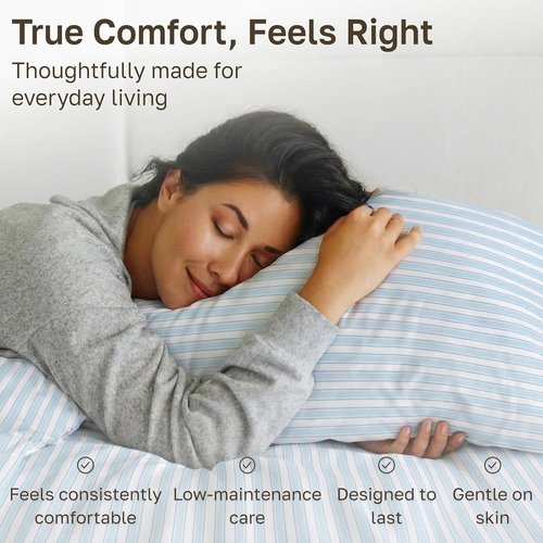 California Design Den 100% Cotton Full Size Sheets Set - 400 TC, Award-Winning Sateen Finish, Deep Pockets - Cape Stripe Blue