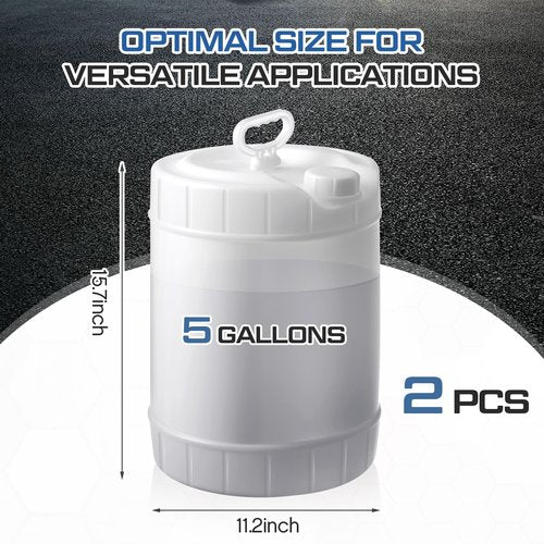 CroBlissful 2 Pack 5 Gallon Tighthead Container with Cap Clear Plastic Jugs with Lids, Plastic Hedpak Water Jug Storage Containers, HDPE Carboy Leak Proof for Fermentation, Storage and Brewing