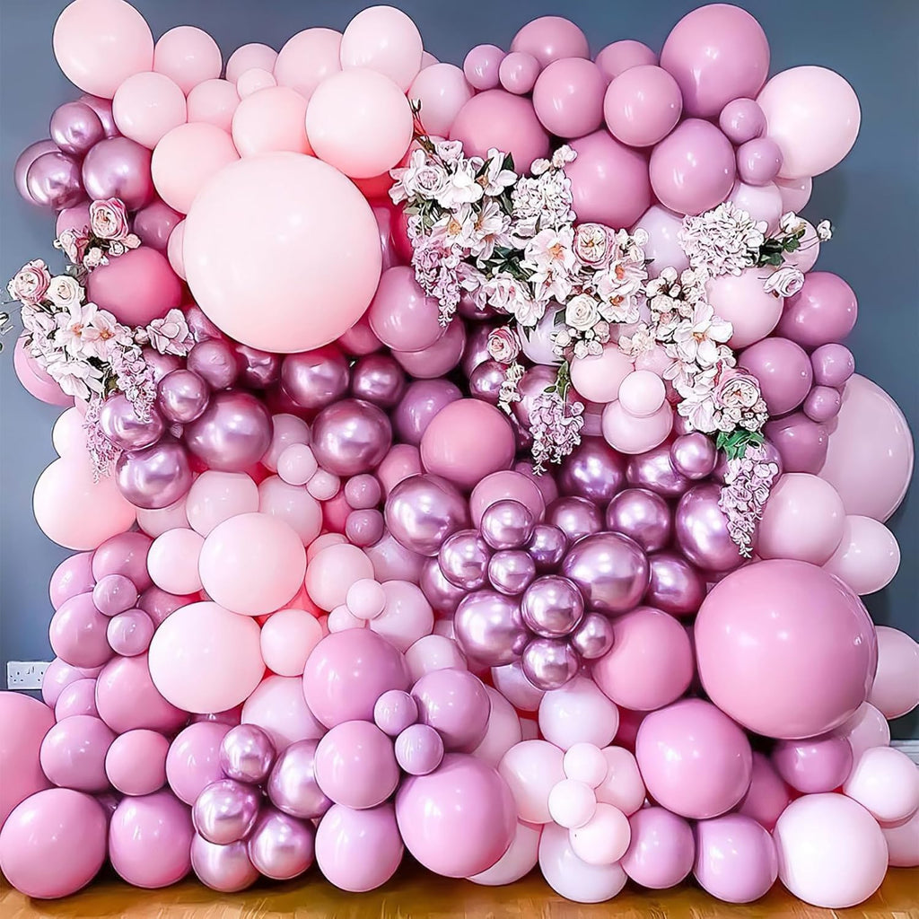 PartyWoo Metallic Pink Balloons - 50 Pcs 12 Inch Pinkish Purple for Wedding & Birthday Decorations