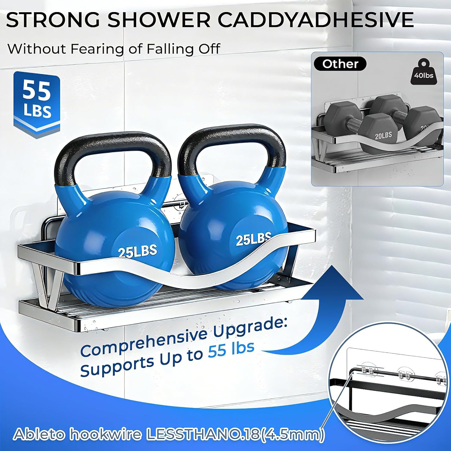 Shower Caddy Adhesive Hooks by [Brand Name] - Strong Waterproof Strips for No-Drill Bathroom & Kitchen | Transparent - 14 Pack