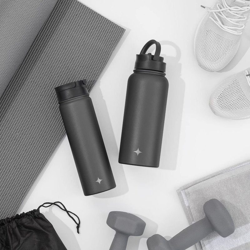 JoyJolt Triple Insulated Water Bottle with Straw Lid AND Flip Lid! 32oz Large Water Bottle, 12 Hour Hot/Cold Vacuum Insulated Stainless Steel Bottle. BPA-Free Leakproof Water Bottles - Thermos Bottle
