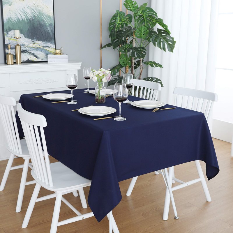 FOLINS&HOME Navy Blue Square Tablecloth Wrinkle Free Waterproof Polyester Table Cloths Spillproof Heavy Duty and Washable Table Cover for Party, Banquet, Indoor & Outdoor-Rectangle/Oblong 54 x 54 inch