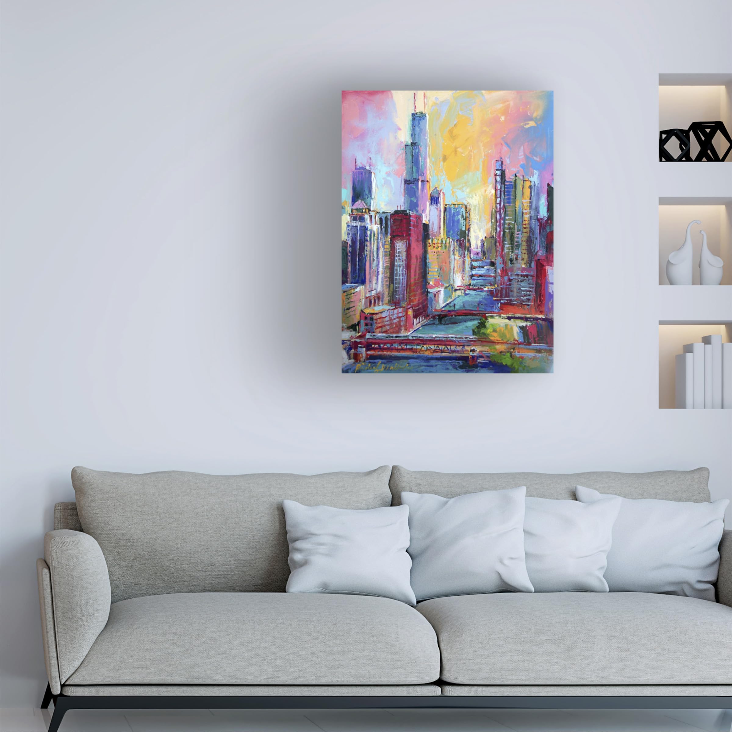Canvas Wall Art - Richard Wallich 'Chicago 3' Wall Art for Living Room, Bedroom, or Office Décor by Trademark Fine Art