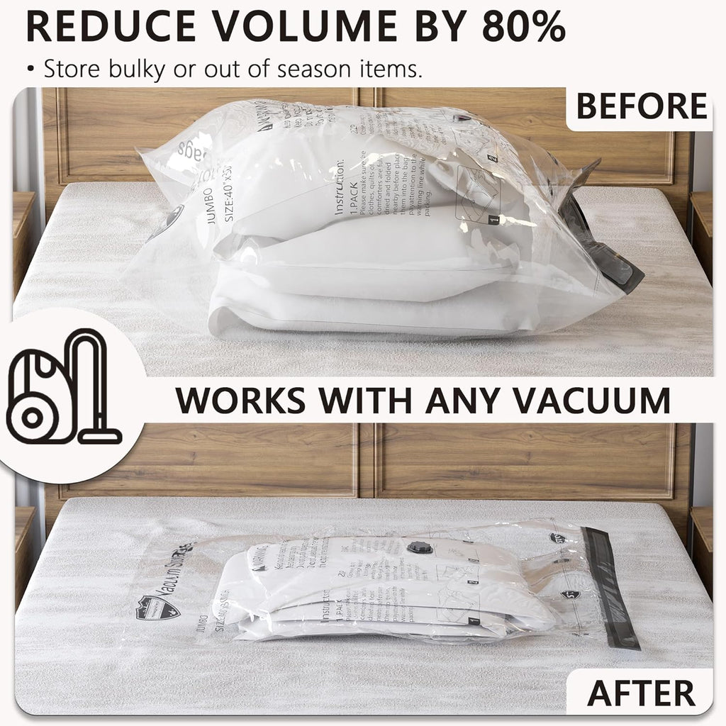 Skiennix Vacuum Storage Bags - Electric Pump Compression Packing for Travel | 28 Combo Set for Clothes & Bedding