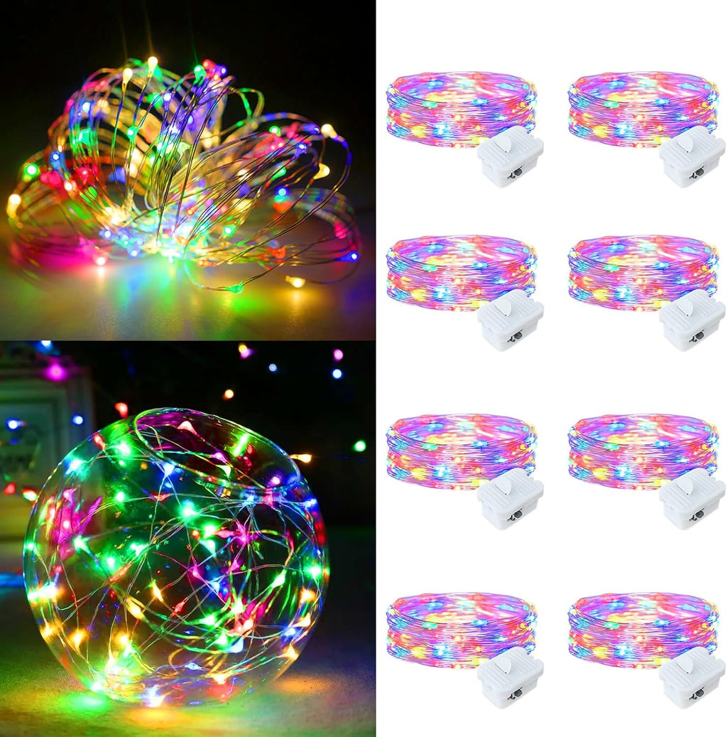 Skiennix Fairy Lights - 20 LED Battery Operated Mini String Lights | 7ft Waterproof Silver Wire for Weddings & Parties