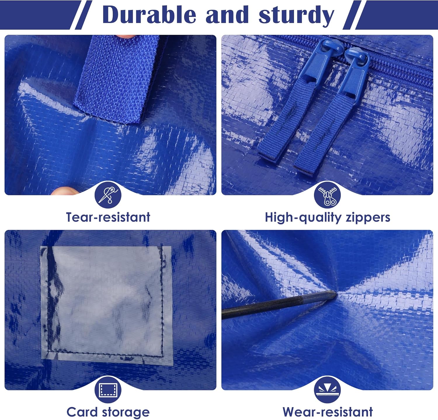 Skiennix 6 Pack Moving Bags - Extra Large 93L Waterproof Storage Totes for Home & College | Blue