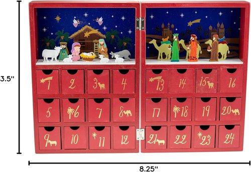 Clever Creations Wooden Christmas Advent Calendar - Festive Holiday Countdown Decoration | Nativity Scene Design