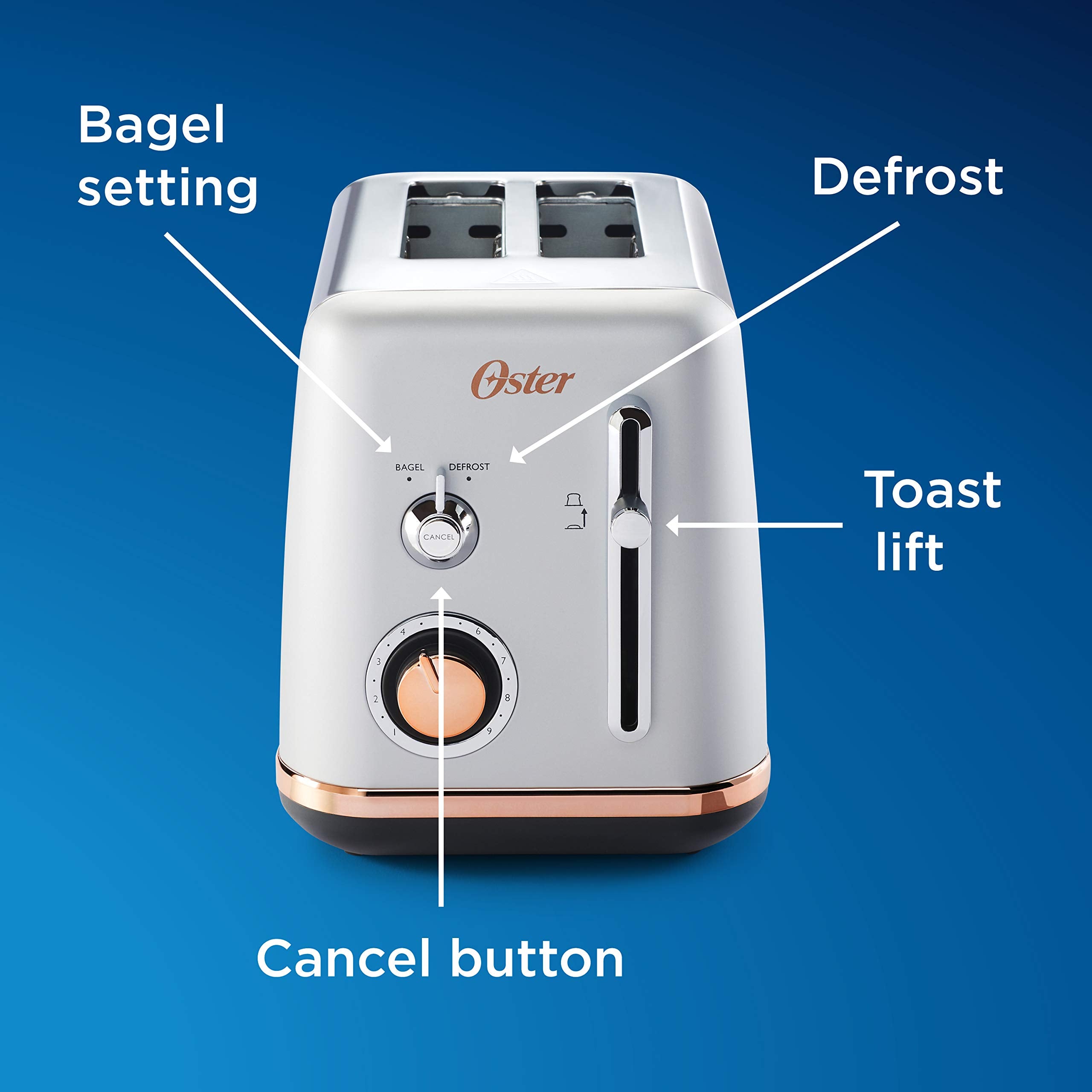 Oster 2 Slice Toaster, Metropolitan Collection with Rose Gold Accents