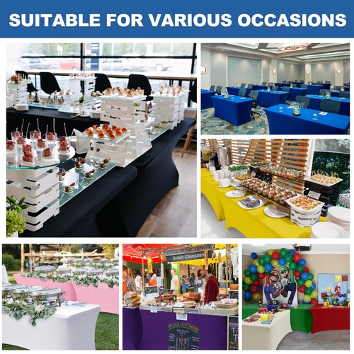 Enjoyidea Spandex Table Cloths for 8 Foot Rectangle Tables-6 Pack Fitted Stretch Royal Blue Table Covers-Folding Tablecloths for Party, Vendor Booth Display, Banquet Buffet Event, Craft Trade Show
