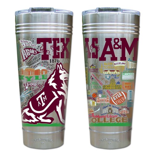 catstudio Texas A&M University Collegiate Thermal Tumbler | Triple Wall Insulation With Non Slip Bottom | Great College Travel Cup for Water, Coffee, Tea, or Smoothies