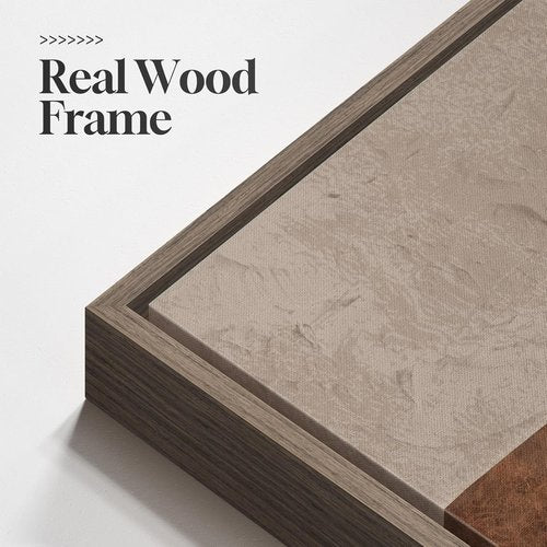 Framed Neutral Abstract Wall Art - 3 Piece Earth Tones Rustic Canvas Prints for Living Room | 16x24 Inch