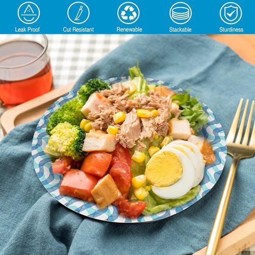 Ginkgo 10-Inch Heavy Duty Paper Plates - 300 Count Bulk Pack for Parties, Picnics & Everyday Use