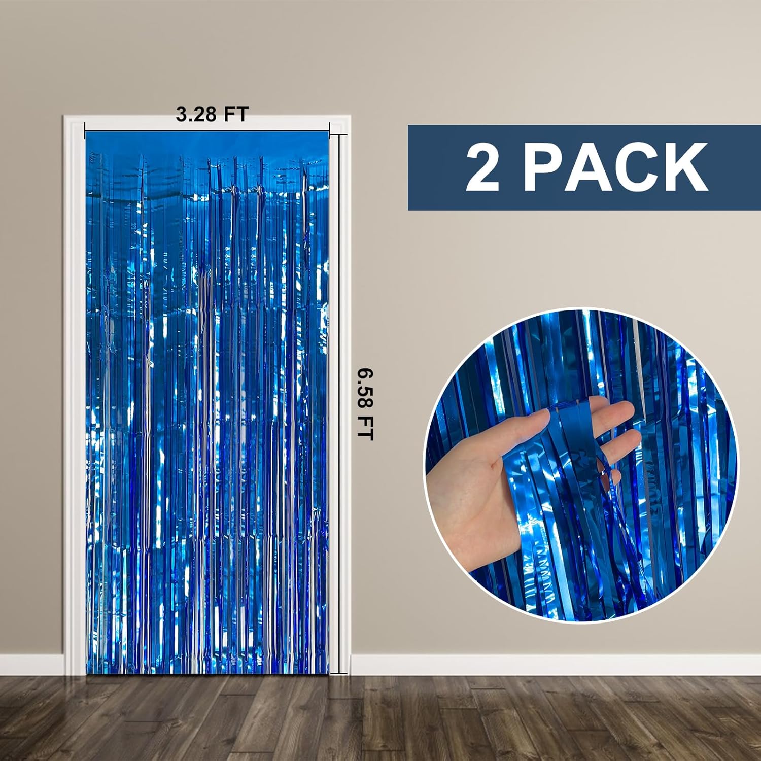 Skiennix Blue Party Decorations - 2 Pack Ocean Theme Streamers & Tinsel Fringe Curtains