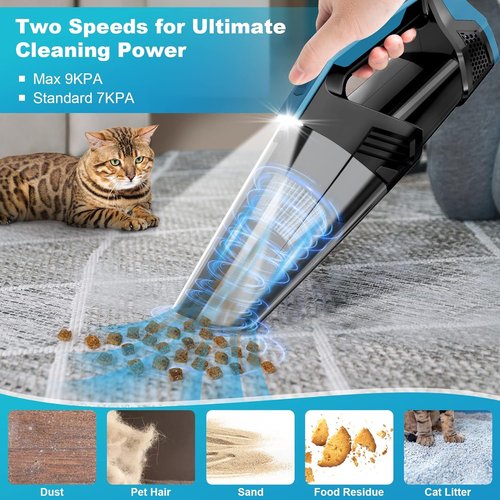 Blestan Cordless Car Vacuum - Lightweight Handheld Cleaner with LED Light | Ideal for Home, Office & Pet Hair