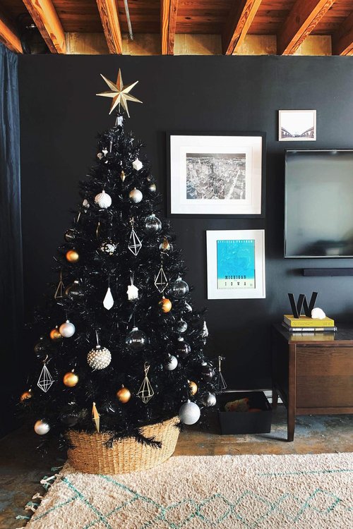 Perfect Holiday 4' Black Canadian Pine Christmas Tree | 291 Tips, Dia 30" | Includes Metal Stand (PVC-4BLK)