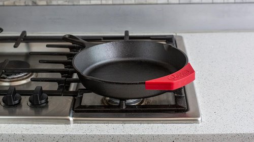 Lodge Silicone Assist Handle Holder - Heat Resistant & Dishwasher Safe for Cast Iron Cookware - Red