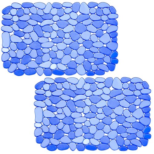 Coopay Kitchen Sink Mat Pebble Protect Mat PVC Eco-friendly Adjustable Stainless steel/ Porcelain Dish Drying Pad Protector for Bottom of Kitchen Sink, 15.8 x 11.8 inches (2 Pack, Blue)