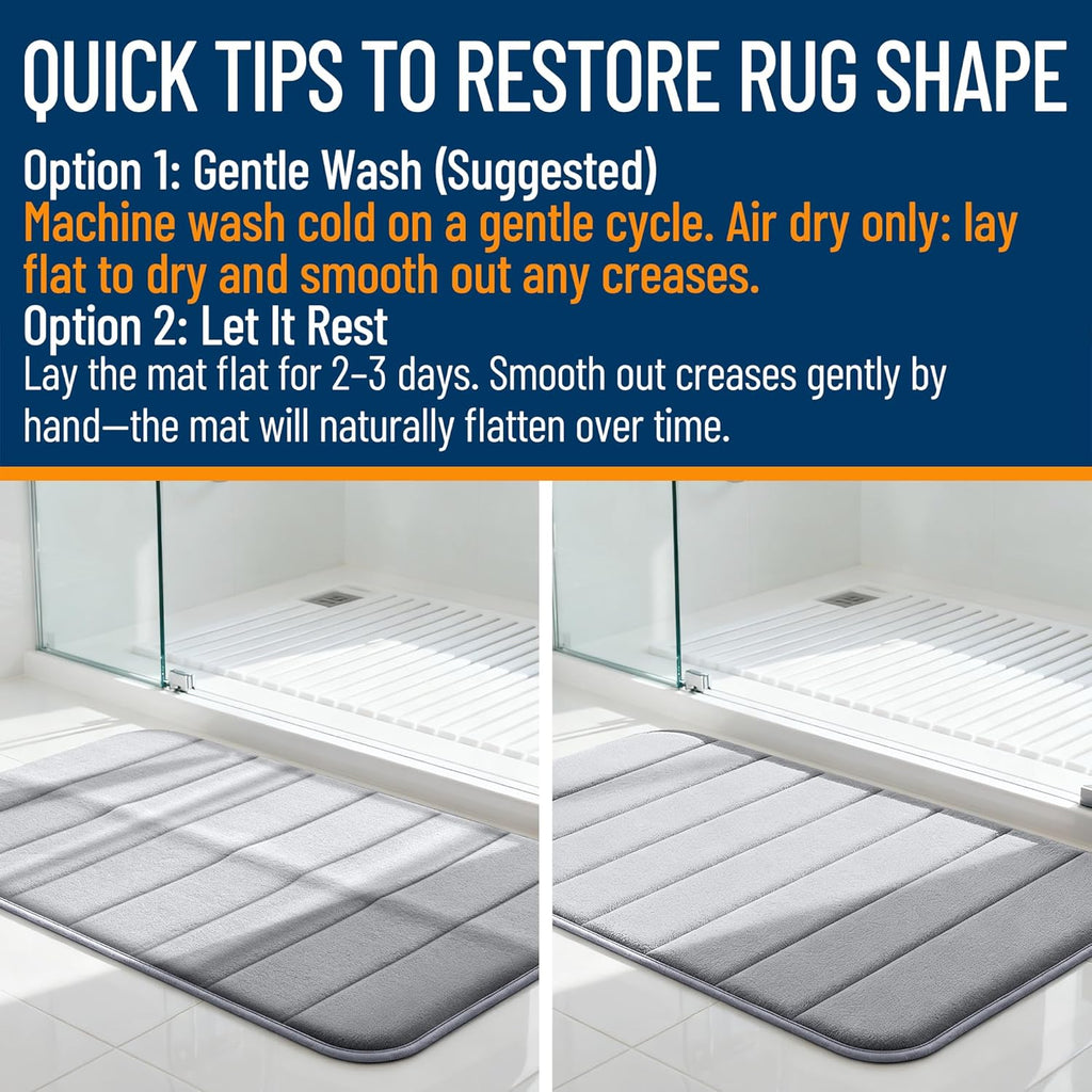 OLANLY Memory Foam Bath Mat - Super Soft & Absorbent | Quick Dry, Machine Washable, 24x16, Grey