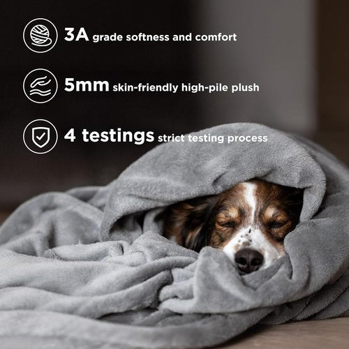 Bedsure Fleece Bed Blanket - Soft & Cozy Queen Size in Grey | 90x90 Inches for Ultimate Comfort