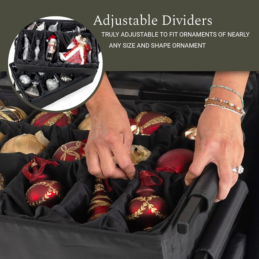 TreeKeeper Telescoping Ornament Storage Box - Adjustable Organizer for 120 Ornaments Up to 4 Inches | 5 Removable Trays