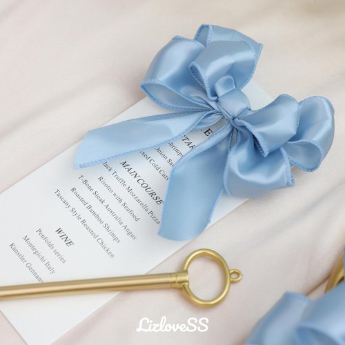 French Blue Wired Satin Ribbon - 1.5 Inch, 25 Yards for Gift Wrapping, Baby Showers & Weddings