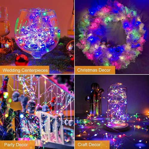 Btfarm 20 Pack Fairy Lights - Battery Operated Twinkle Lights with 3 Modes | 7ft Waterproof Silver Wire for Mason Jars & Wedding Decor