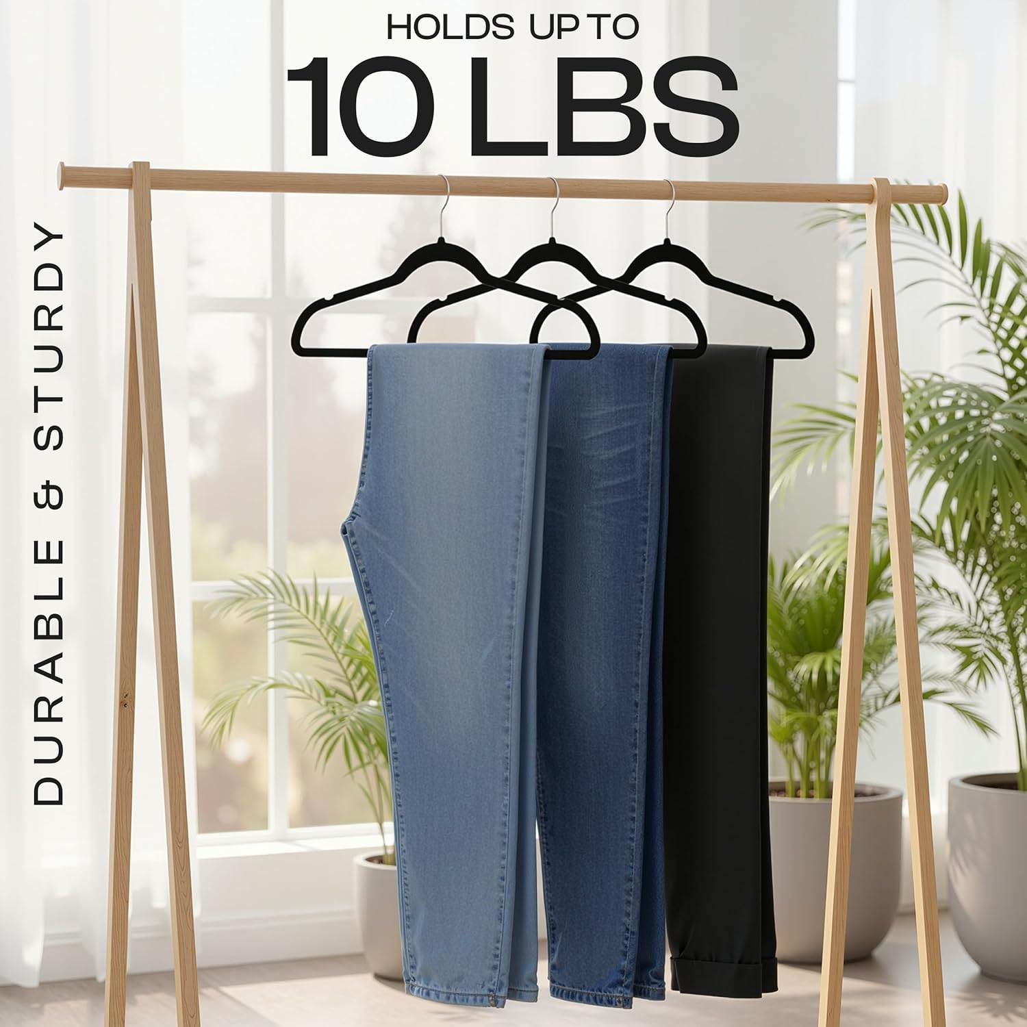 Utopia Home Velvet Hangers - Luxury Non-Slip Slim Coat & Pant Hangers, Space-Saving Design | 20 Pack - Black