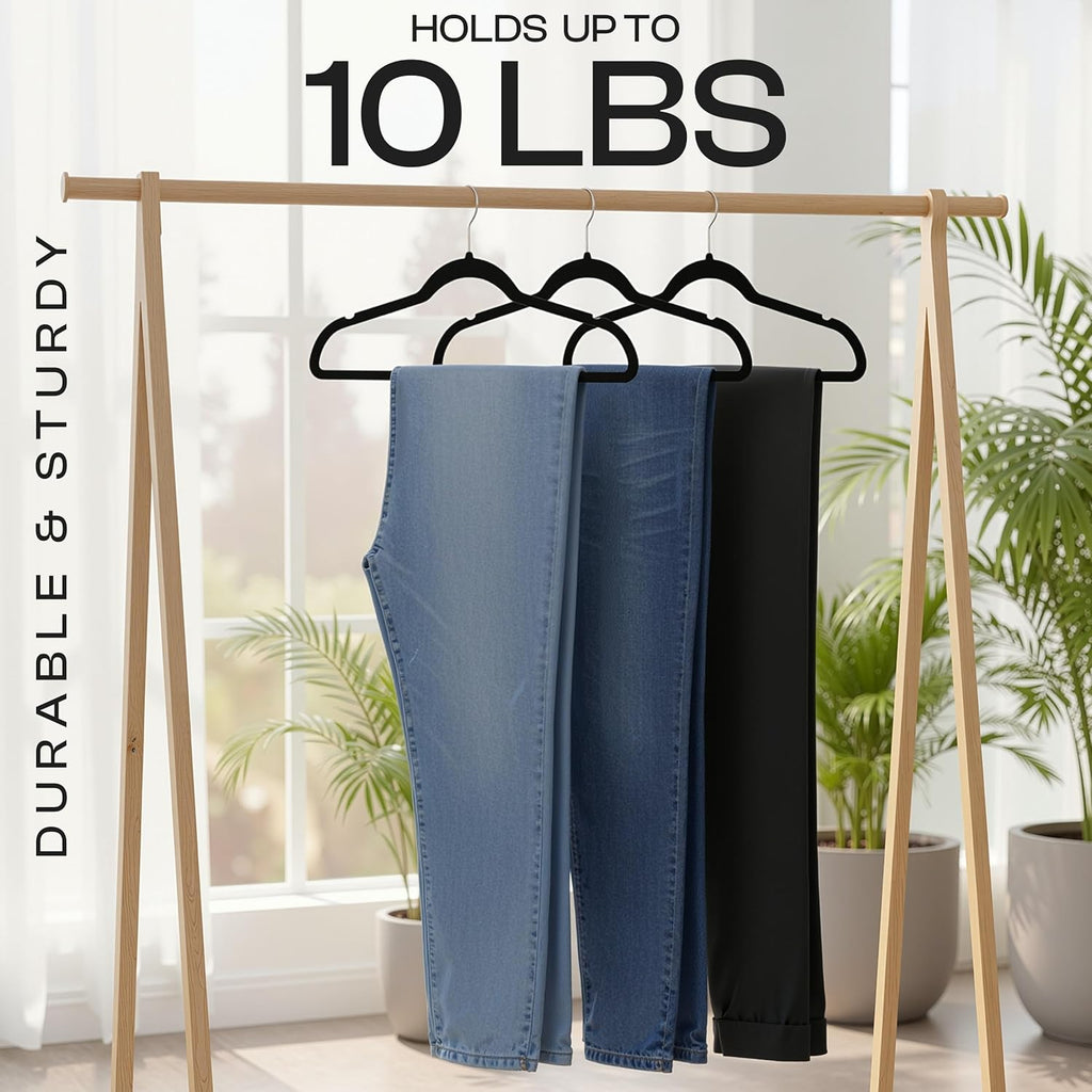 Utopia Home Velvet Hangers - 150 Pack Luxury Non-Slip Slim Coat & Pant Hangers | Space-Saving Black Design