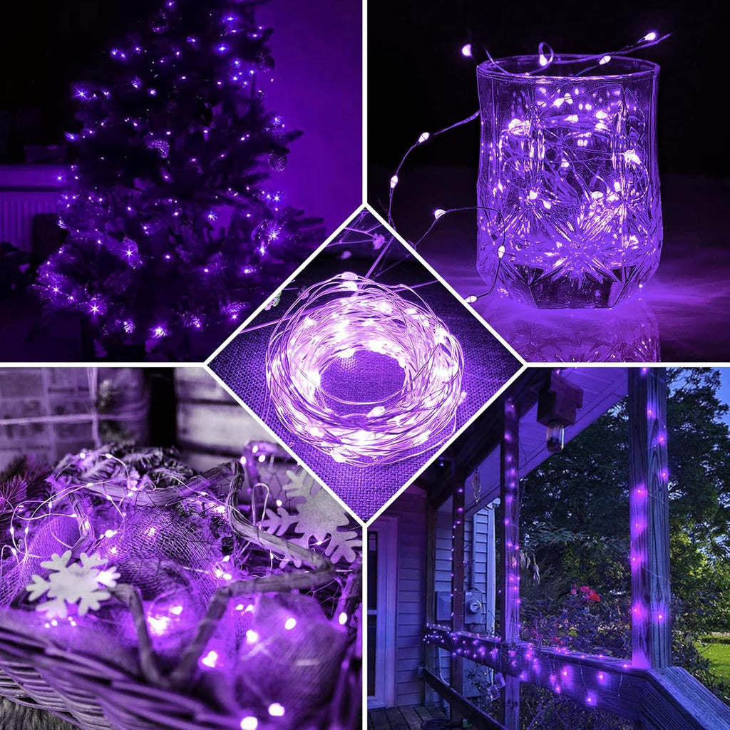 Purple Fairy Lights by [Brand Name] - 24 Pack 7Ft 20 LED Twinkle String Lights | Battery Operated & Waterproof for Weddings, Parties, and Decor