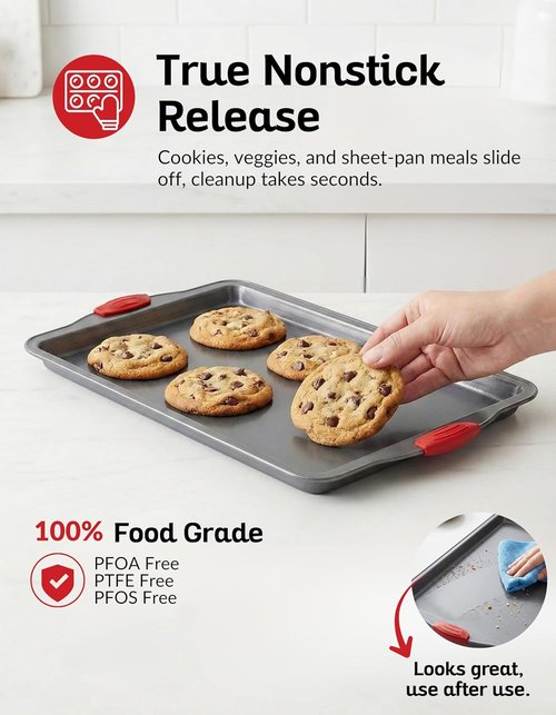Boxiki Kitchen Non-Stick Baking Sheet - Durable 11x14 Inch Carbon Steel | Dent, Warp & Rust Resistant